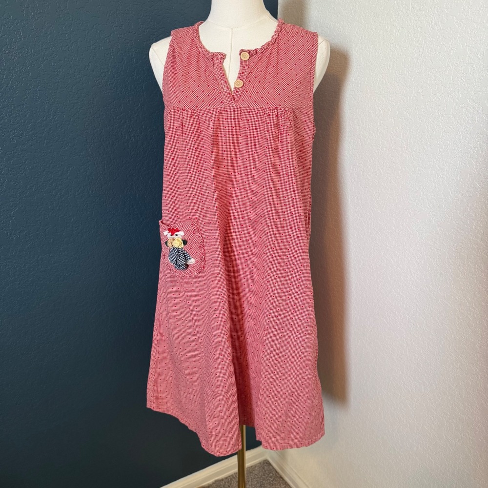 Cottagecore Coquette Mey Gaan Gingham Shift Dress Small Red